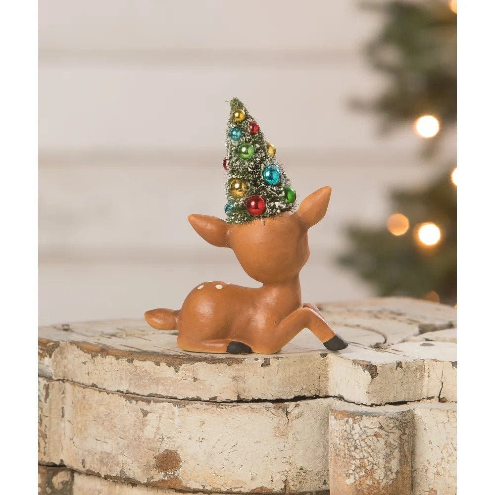 Bethany Lowe Christmas Merry &amp; Bright Resting Reindeer TL2377 - The Primitive Pineapple Collection