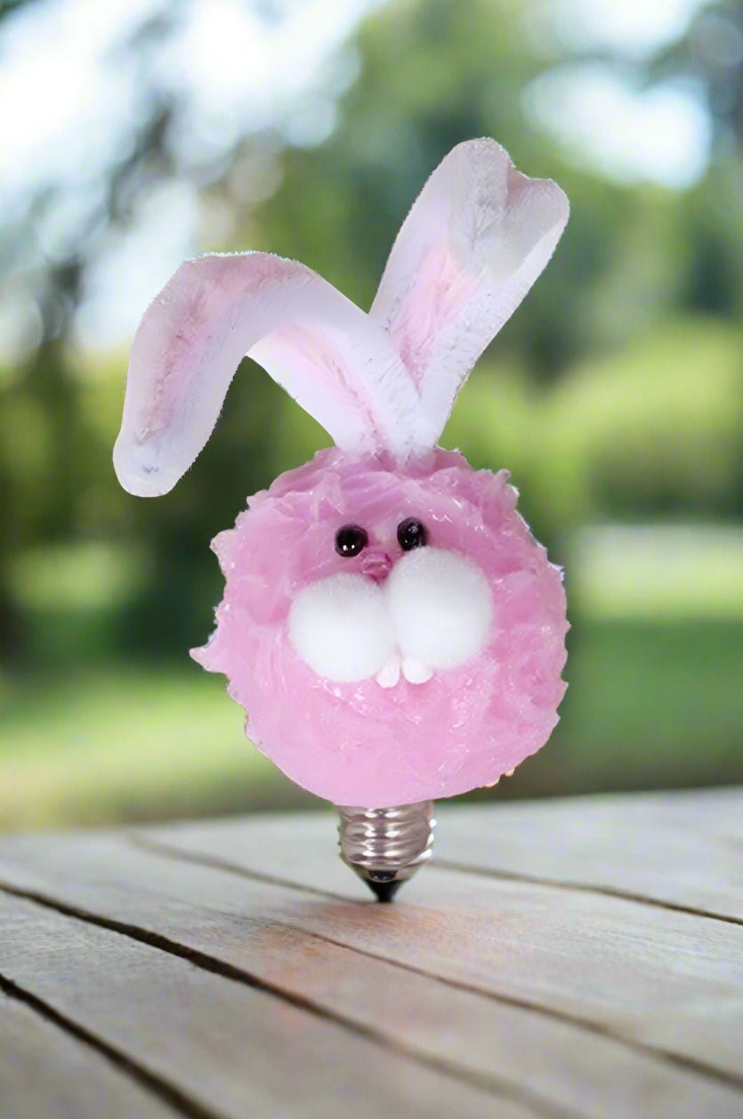 Spring Easter Whimsical Hand - dipped Pink Bunny Head Silicone Bulb Reusable - The Primitive Pineapple Collection