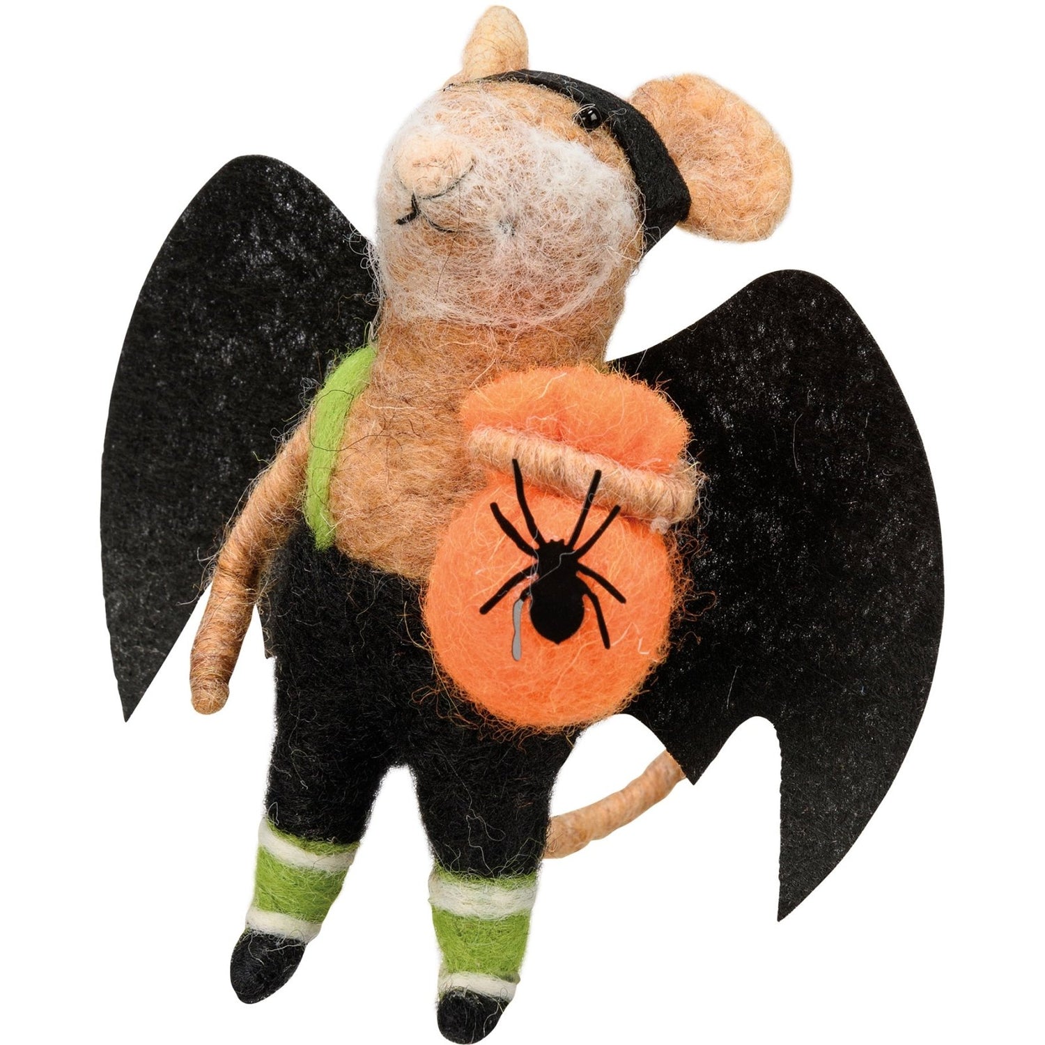Primitive/Country Halloween Felt Bat Mouse w/ Spider ornament - The Primitive Pineapple Collection