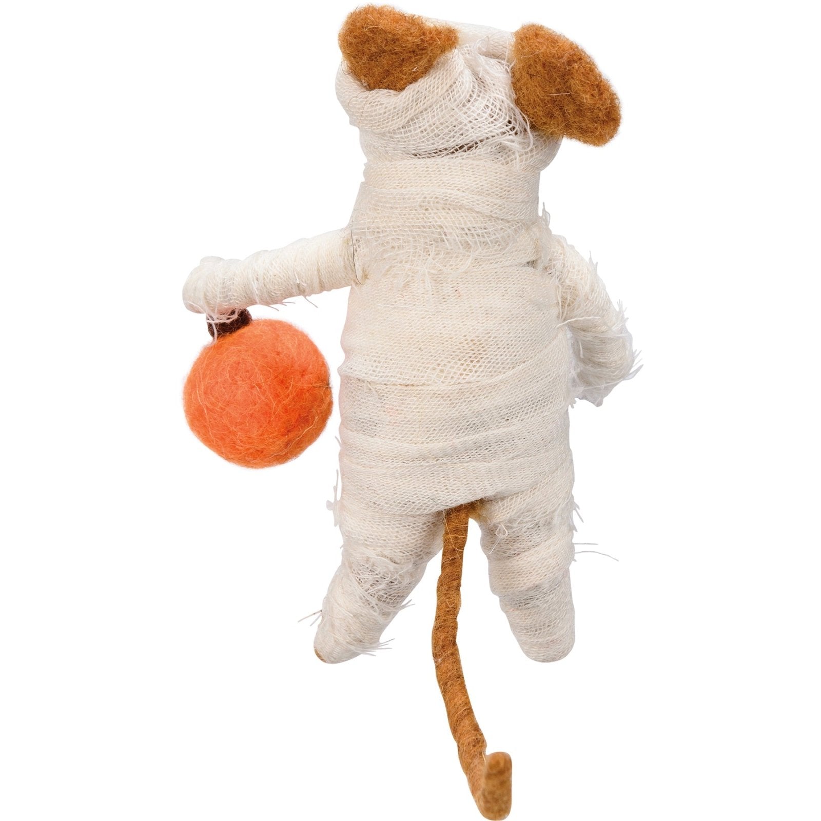 Primitive/Country Halloween Felt Mummy Mouse w/ Jack O Lantern ornament - The Primitive Pineapple Collection