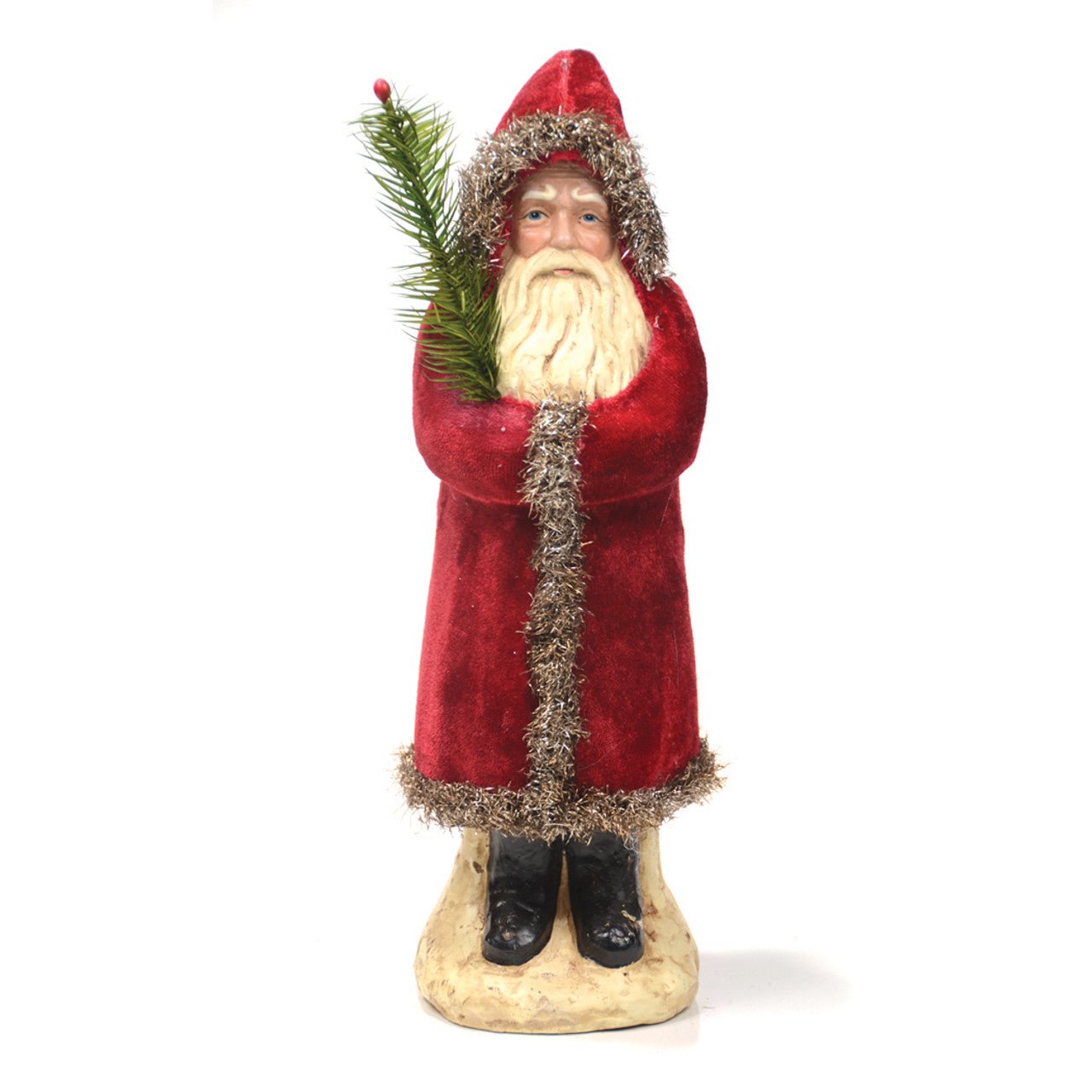 Primitive Christmas Ragon 12&quot; Deep Red Velvet German Belsnickle Santa Goose Feather - The Primitive Pineapple Collection