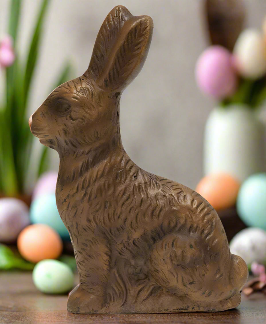 Primitive /Farmhouse Resin &quot;Chocolate&quot; Bunny Large 5&quot; Easter/Spring Crafts 8&quot; H x 5&quot; W - The Primitive Pineapple Collection