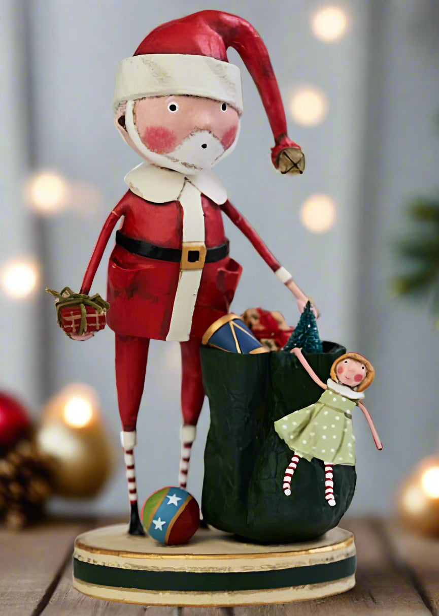 Esc and Company Christmas Santa and His Sack Lori Mitchell Figurine - The Primitive Pineapple Collection