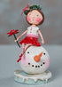 ESC and Company Merry and Bright Girl w/ Snowman Figurine Lori Mitchell - The Primitive Pineapple Collection