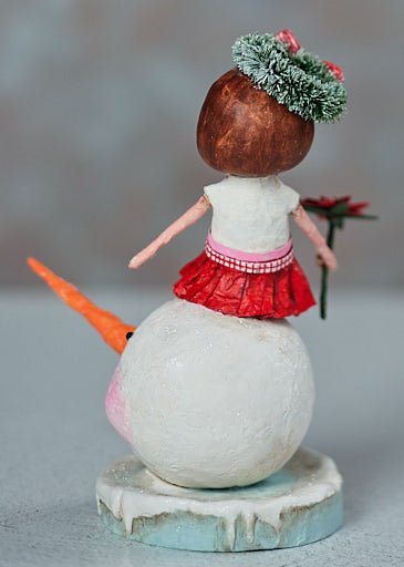 ESC and Company Merry and Bright Girl w/ Snowman Figurine Lori Mitchell - The Primitive Pineapple Collection