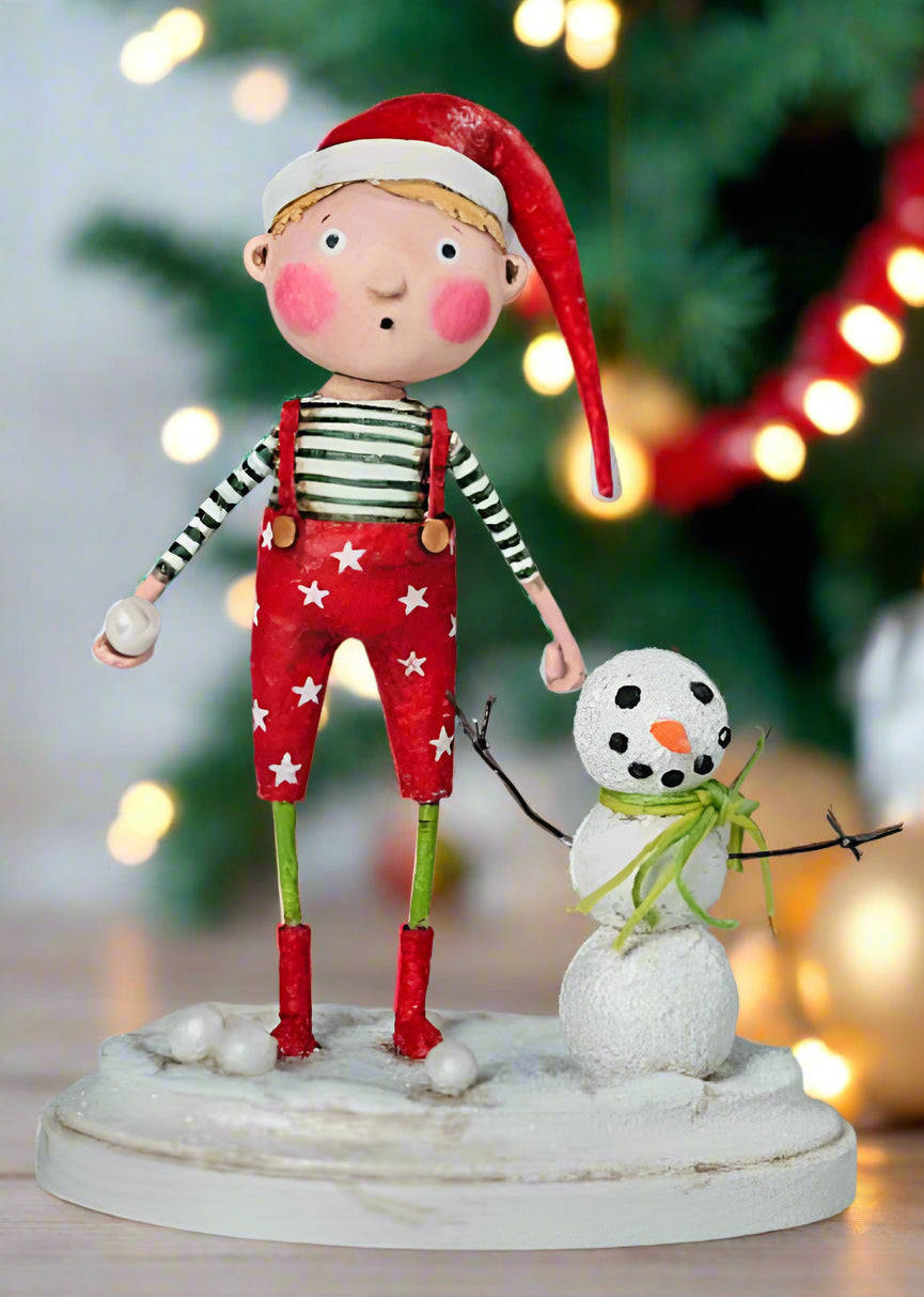 ESC and Company Snowy Joey w/ Snowman Figurine Lori Mitchell - The Primitive Pineapple Collection