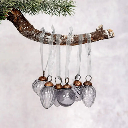 Handcrafted Christmas Handcrafted 1&quot; Assorted Designs Glass Ornaments 6 pc Retro - The Primitive Pineapple Collection