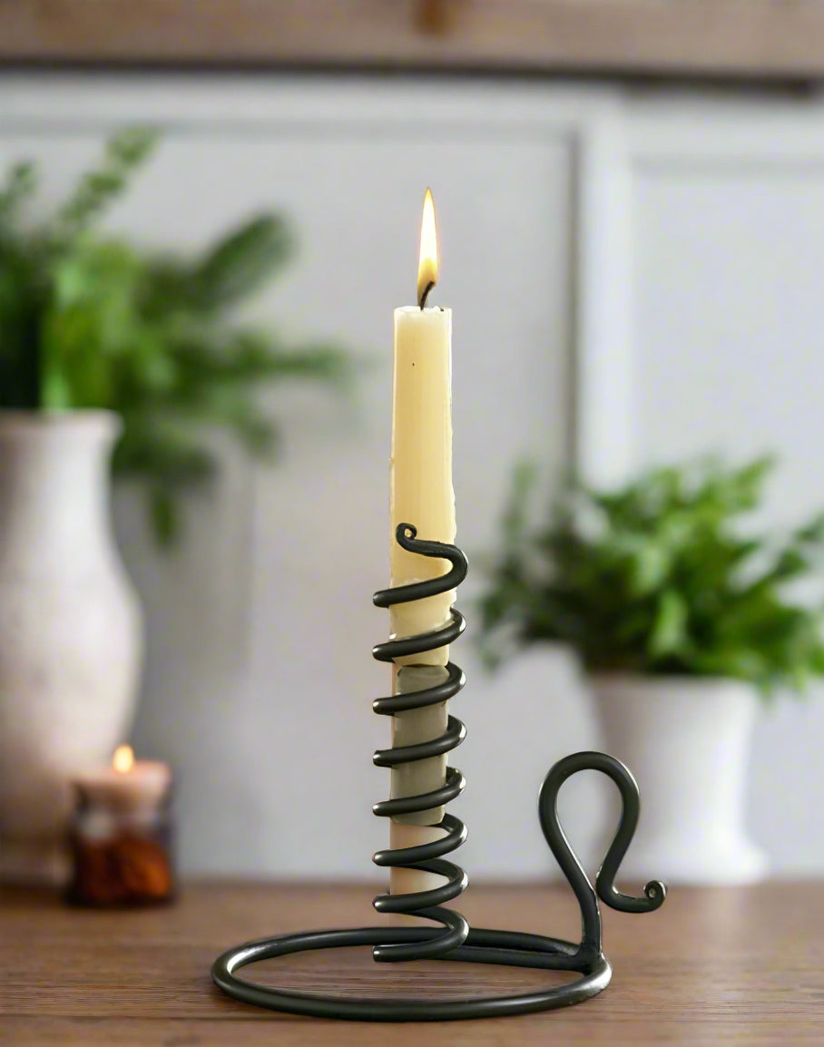 Primitive Country Black Courting Candle Stand for Taper Candle 6.5&quot; - The Primitive Pineapple Collection