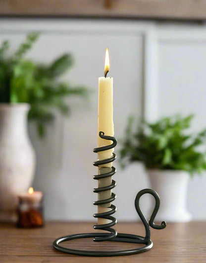 Primitive Country Black Courting Candle Stand for Taper Candle 6.5&quot; - The Primitive Pineapple Collection