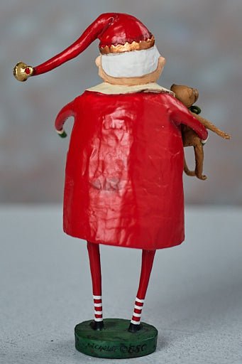 Christmas Cheer Santa w/ Teddy Bear Figurine Lori Mitchell 23449 - The Primitive Pineapple Collection