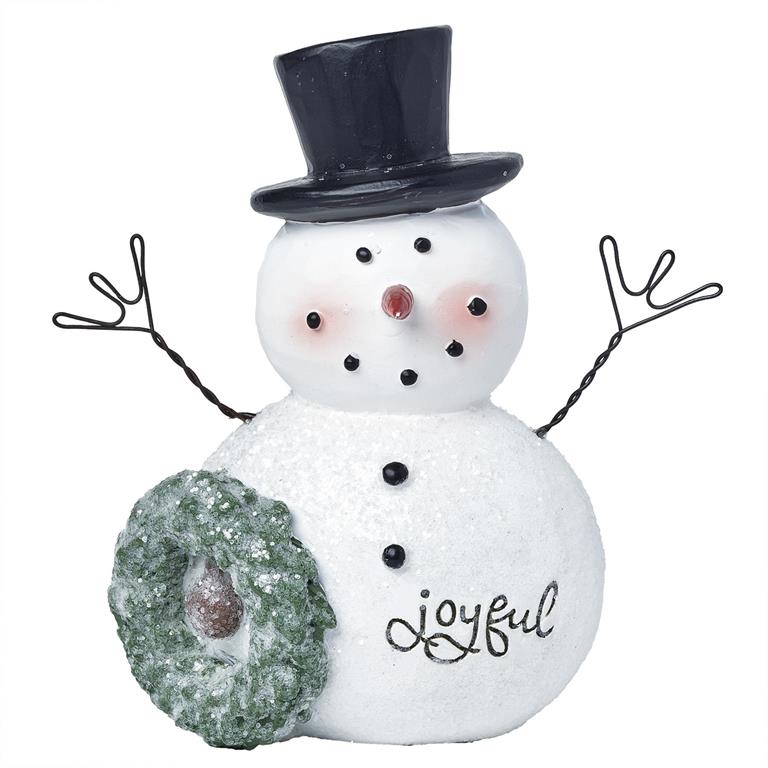 Christmas Blossom Bucket Joyful Snowman with Wreath &amp; Christmas Ornament - The Primitive Pineapple Collection