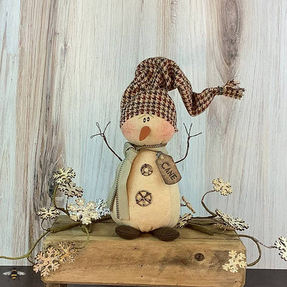 Honey and Me Christmas Cane the Salvage Snowman C23902 - The Primitive Pineapple Collection