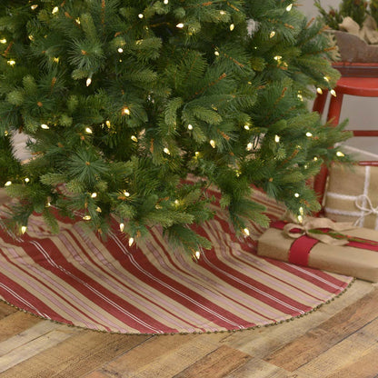 Christmas Holiday Vintage Stripe Tree Skirt 48&quot; - The Primitive Pineapple Collection