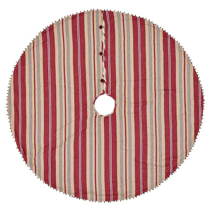 Christmas Holiday Vintage Stripe Tree Skirt 48&quot; - The Primitive Pineapple Collection