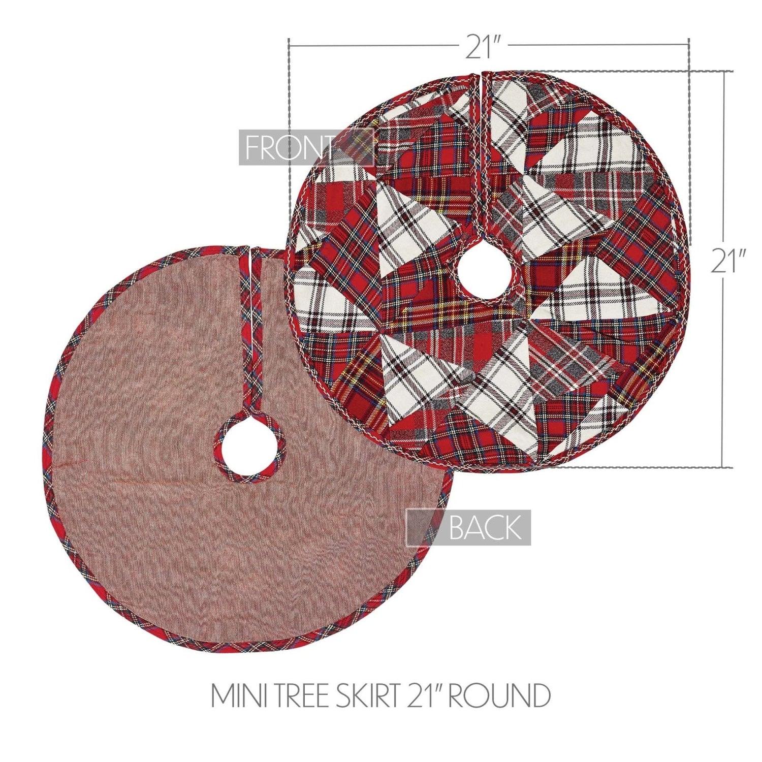 Christmas Holiday Plaid Patchwork Payton Mini Tree Skirt 21&quot; - The Primitive Pineapple Collection