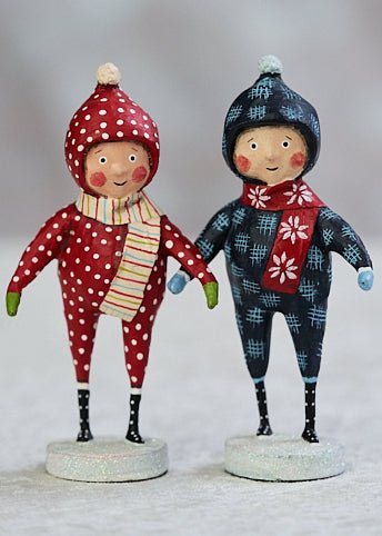 Primitive Folk Art Lori Mitchell Christmas Snow Day 2pc Children 38145 - The Primitive Pineapple Collection