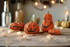 Vintage Retro Look Halloween 4 pc Grinning Jack O Lantern Figurines - The Primitive Pineapple Collection