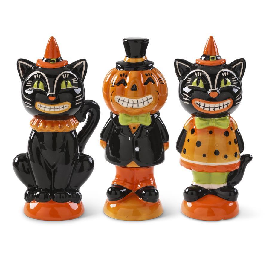 Folk Art Halloween 6.25 Inch Retro Look Black Cat /JOL Figurine 3 Styles - The Primitive Pineapple Collection