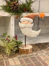 Primitive Christmas 9.75" Distressed Metal Santa on Wood Base - The Primitive Pineapple Collection