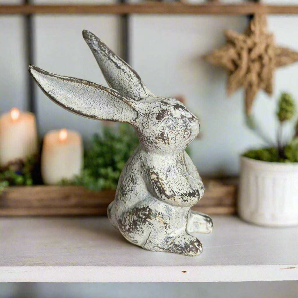 Primitive/Country Vintage-Look Cast-Iron Long-Eared Bunny - The Primitive Pineapple Collection