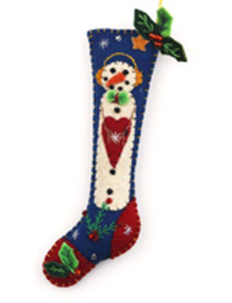 Primitive Handcrafted Christmas Applique w/ Beading Ornament Stocking /Mittens - The Primitive Pineapple Collection