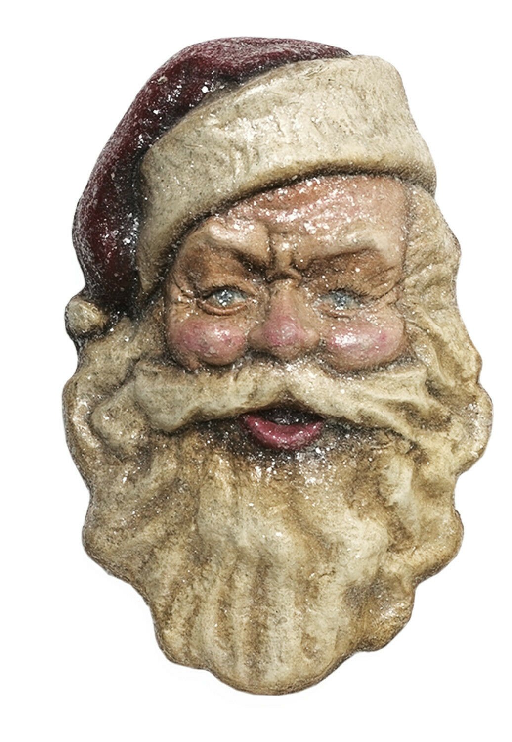 Primitive Vintage Look 17&quot; Hanging Santa Face Hanging Retro St Nick - The Primitive Pineapple Collection