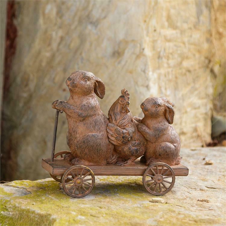 Primitive/Country Bunny Rabbits Rooster Chicken on the Go Cart - The Primitive Pineapple Collection