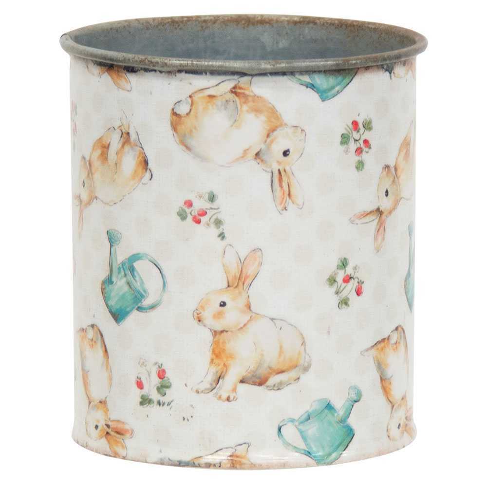 Primitive Farmhouse Vintage Look Bunny Metal Can Spring/Easter/Crafts - The Primitive Pineapple Collection