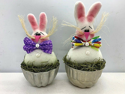 Primitive/Country Handmade Bunny Cakes Rabbit in Jello tin Mold Spring/Easter Sm - The Primitive Pineapple Collection