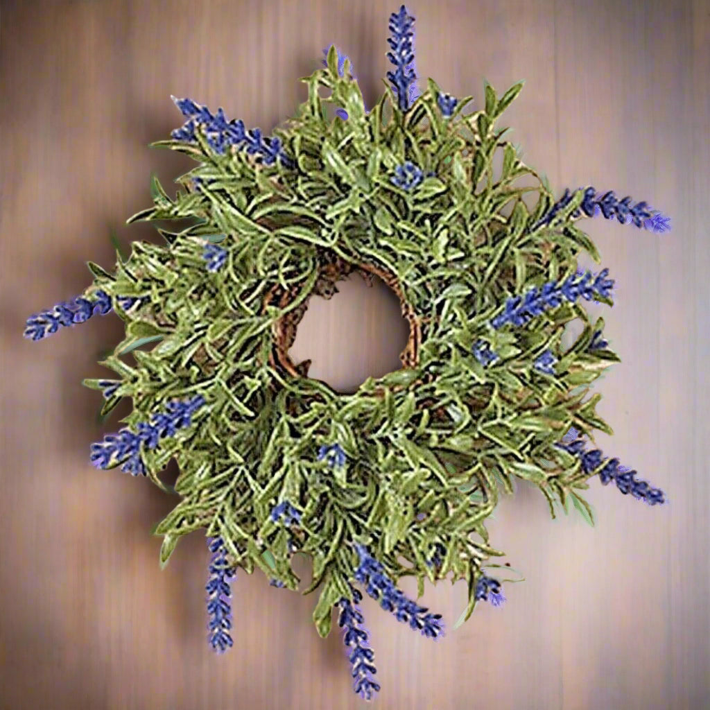 Farmhouse/ Country Spring 6” Lavender Candle Ring/ Wreath Crafts/Display - The Primitive Pineapple Collection