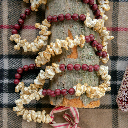 Primitive Farmhouse Popcorn &amp; Cranberry Garland Christmas 9 foot - The Primitive Pineapple Collection