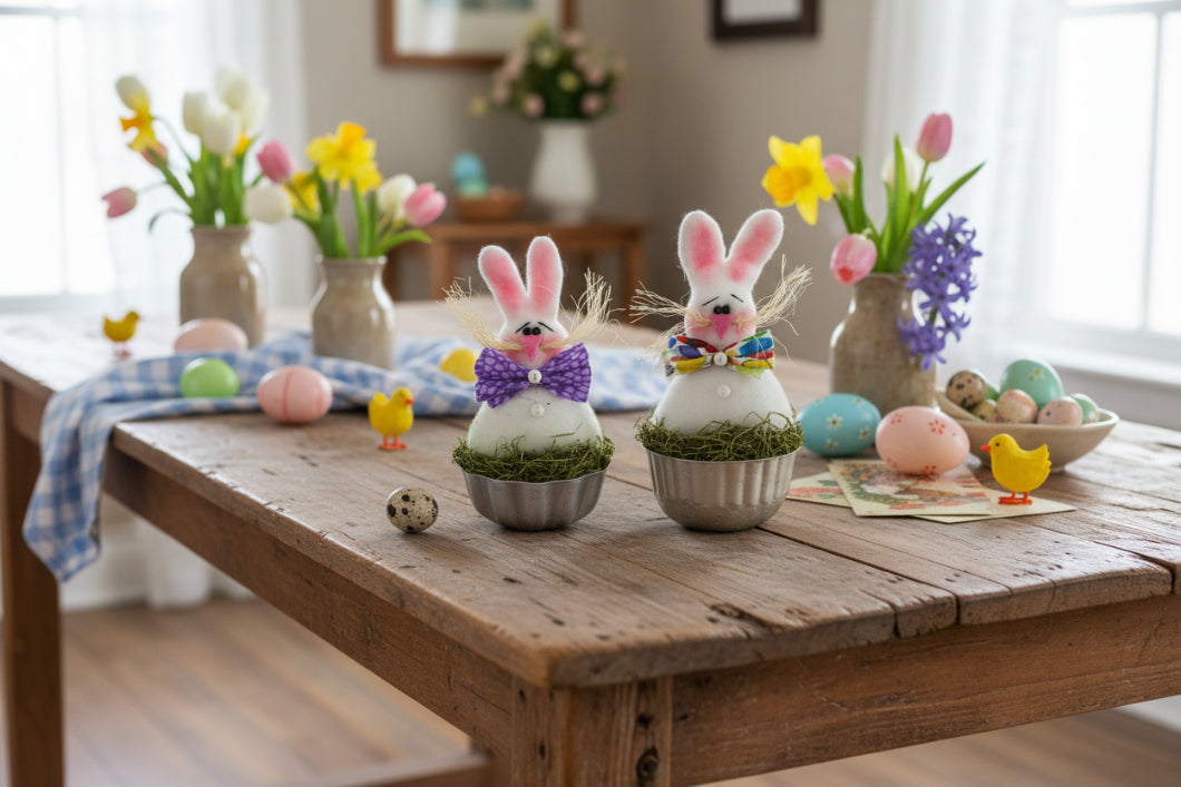 Primitive/Country Handmade Bunny Cakes Rabbit in Jello tin Mold Spring/Easter Sm - The Primitive Pineapple Collection