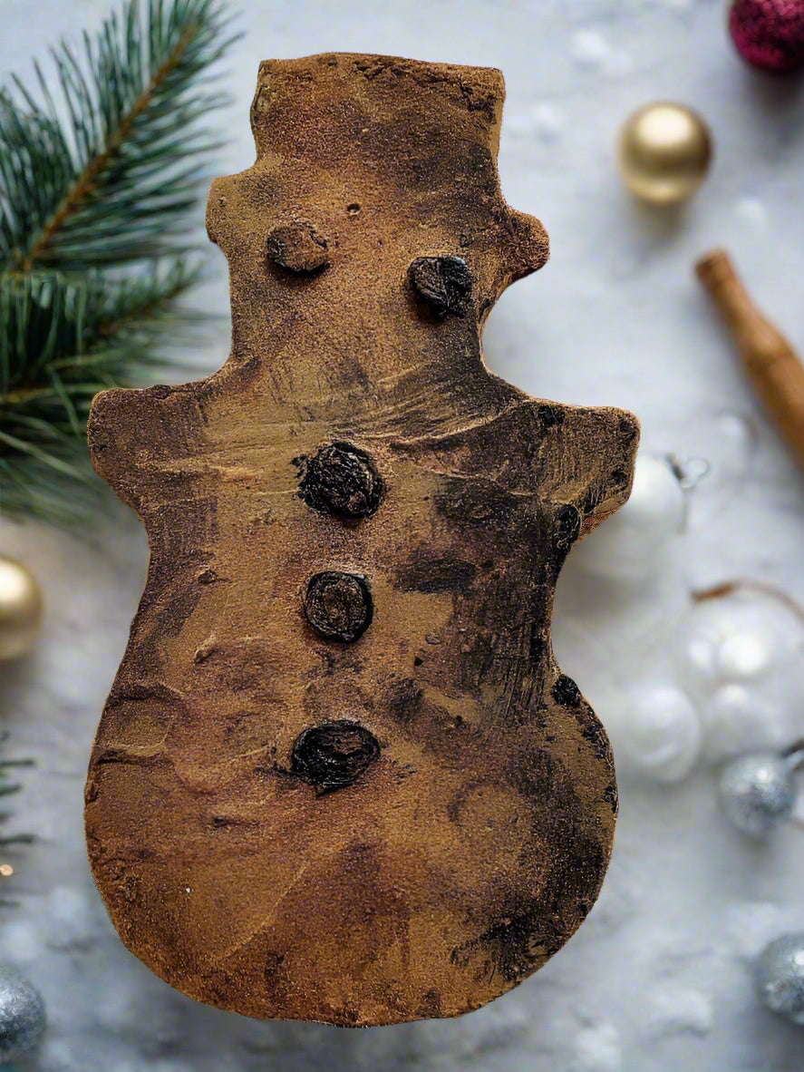 Primitive Colonial Wax Dipped Cinnamon Dusted Snowman Bowl Filler - The Primitive Pineapple Collection