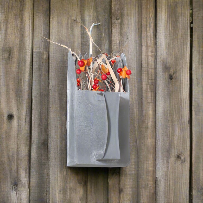 Primitive/Farmhouse Small Berry Rake Wall Hanger in Weathered Zinc Tin - The Primitive Pineapple Collection