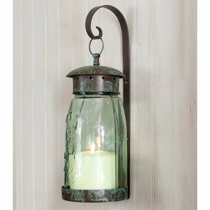 Primitive/Colonial Tin Quart Mason Jar Hanging Wall Sconce - The Primitive Pineapple Collection