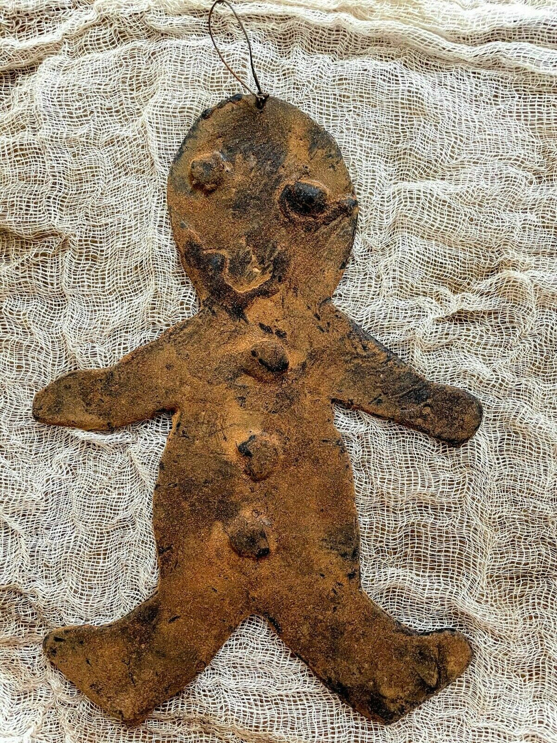 Primitive Colonial Wax Dipped Cinnamon Dusted Gingerbread BoyOrnament - The Primitive Pineapple Collection