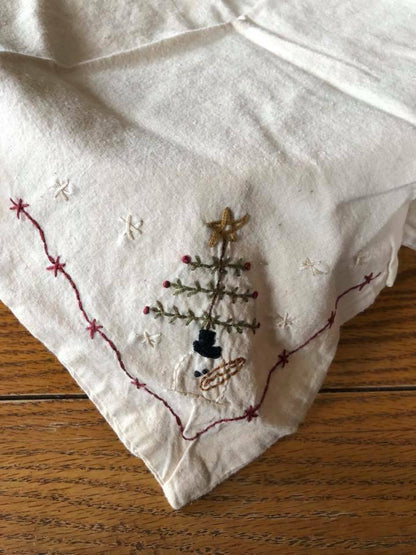 Primitive HandmadeTea Towel/Basket Liner Feather tree/Snowman - The Primitive Pineapple Collection