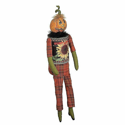 Halloween Fall Folk Art Jack O Lantern Pepin Doll Sunflower Can - The Primitive Pineapple Collection
