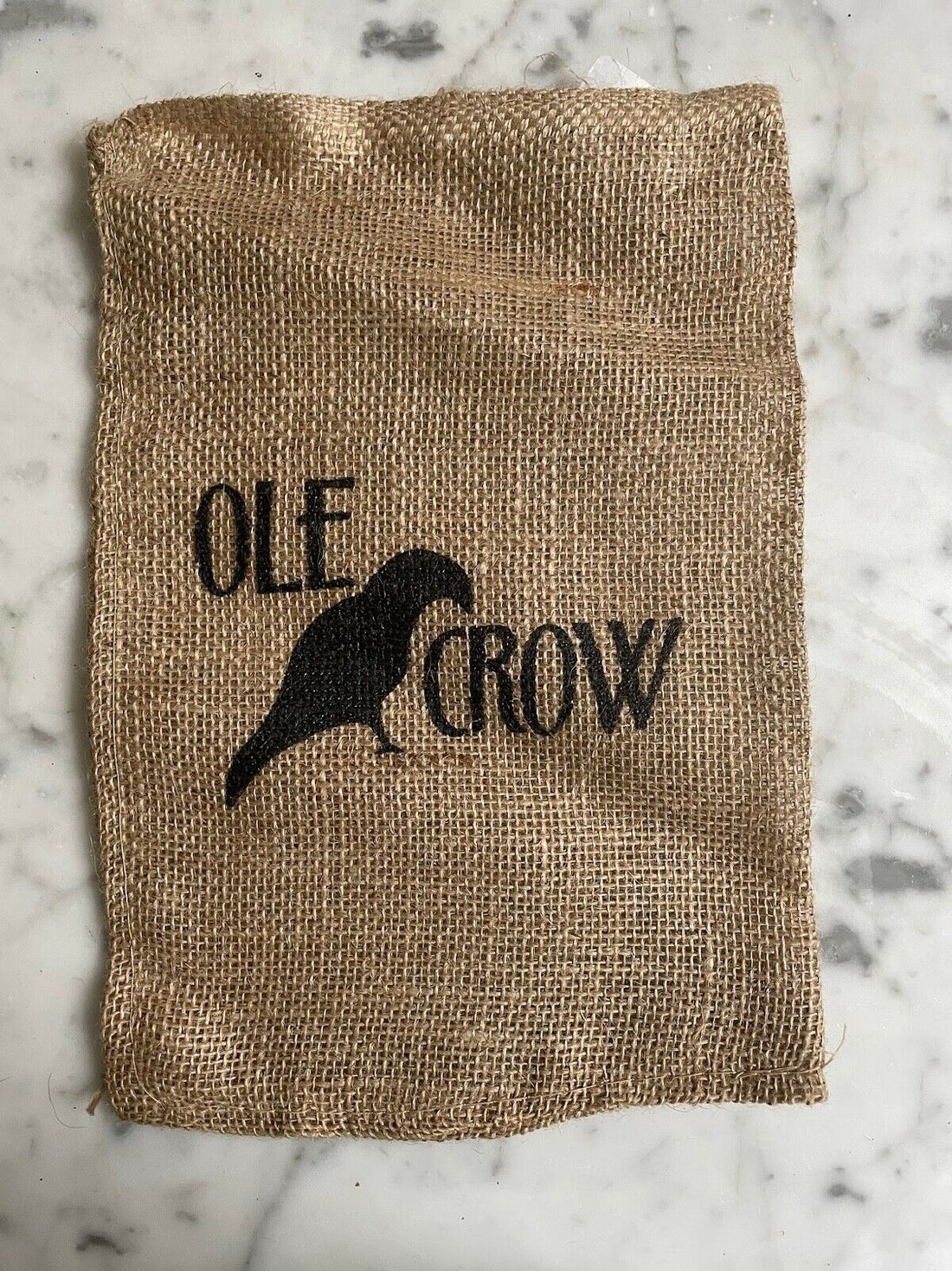 Primitive Old Crow Large Burlap Bag Stenciled Crafts 8” x 12” - The Primitive Pineapple Collection