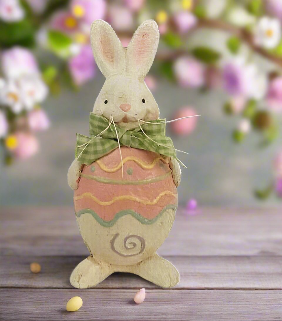 Primitive Country Vintage Look 8&quot; Paper Mache Bunny Easter/Spring - The Primitive Pineapple Collection