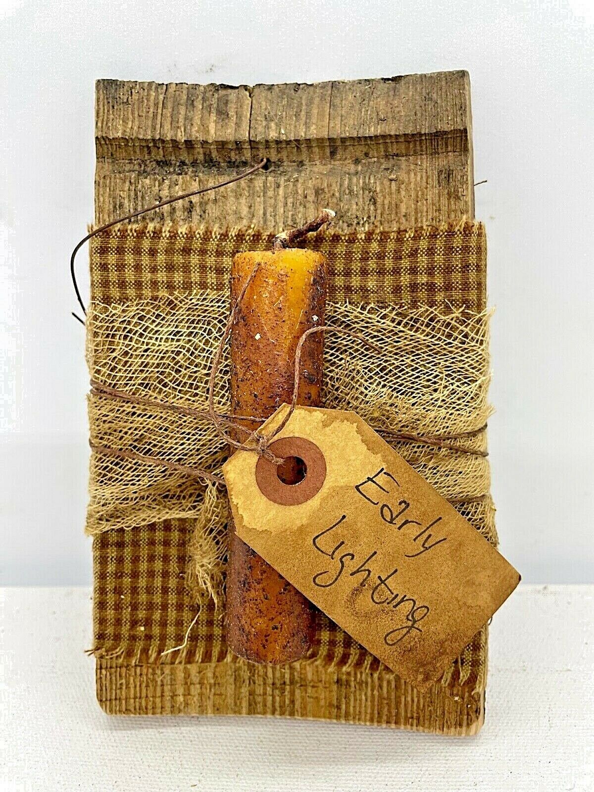 Primitive Early American Candle Hangers Blackened Beeswax /Barrel wood 6&quot; - The Primitive Pineapple Collection