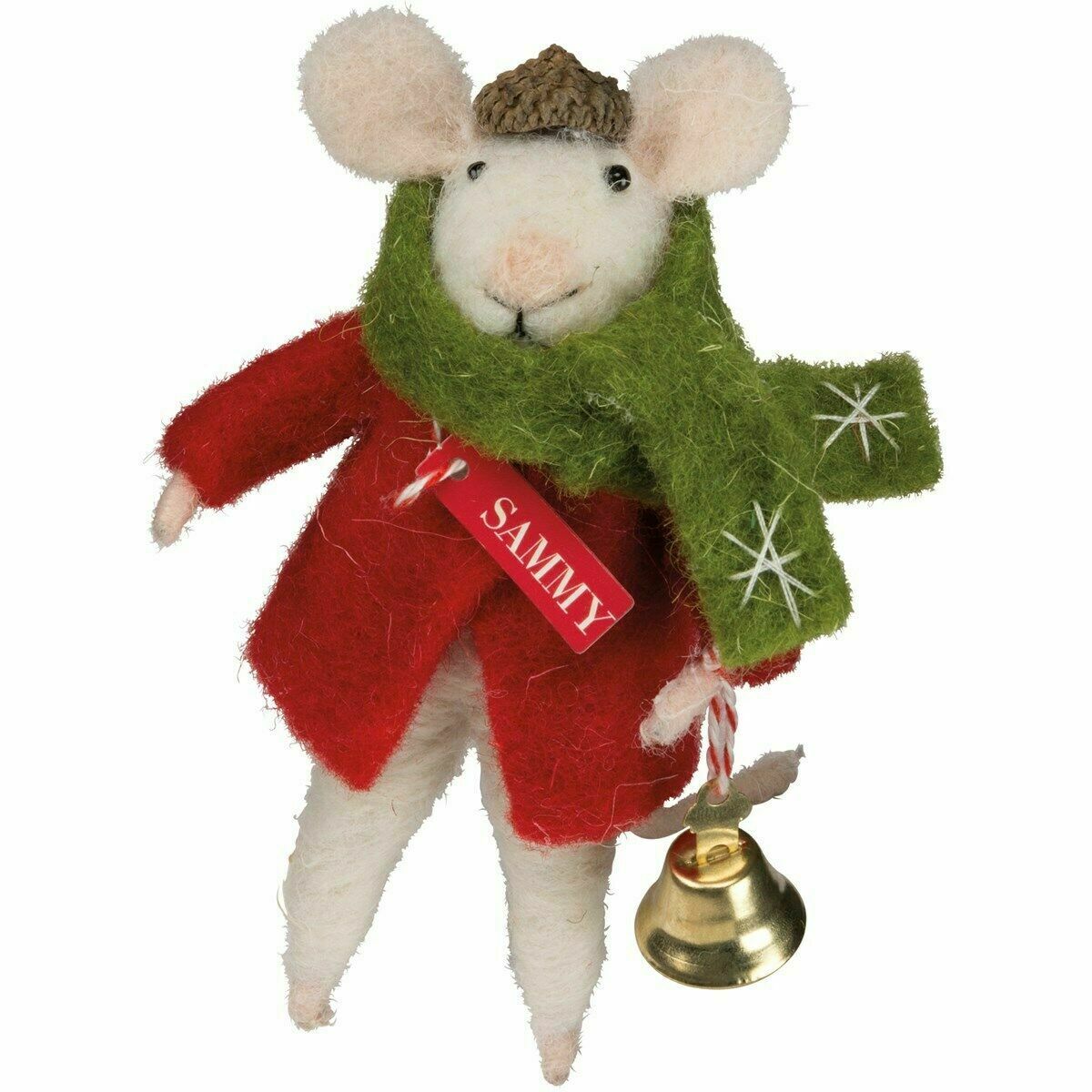 Primitive Felt Mouse SAMMY with Bell, Christmas ornament - The Primitive Pineapple Collection