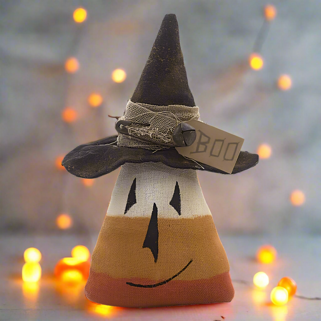 Primitive Country Halloween Rustic Fabric Candy Corn Witch 5 x 7 in - The Primitive Pineapple Collection