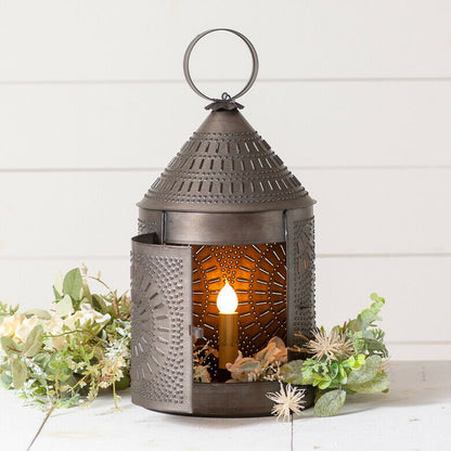 Primitive/Country Farmhouse Rustic 17 Inch Fireside Lantern Black - The Primitive Pineapple Collection