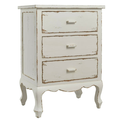 Primitive Distressed White 3 Drawer Cupboard Nightstand Farmhouse - The Primitive Pineapple Collection
