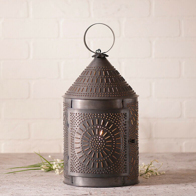 Primitive/Country Farmhouse Rustic 17 Inch Fireside Lantern Black - The Primitive Pineapple Collection