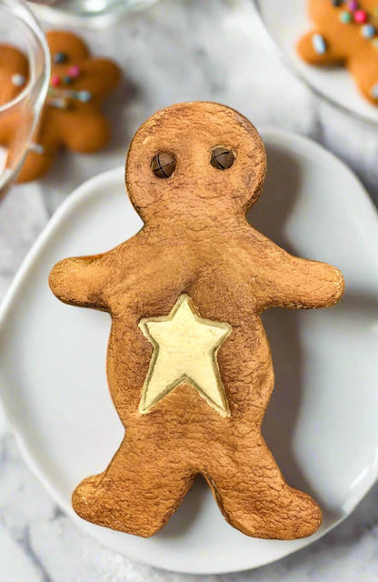 Handmade 6” Primitive Gingerbread Boy w/ Star Rusty Bells Bowl Filler - The Primitive Pineapple Collection