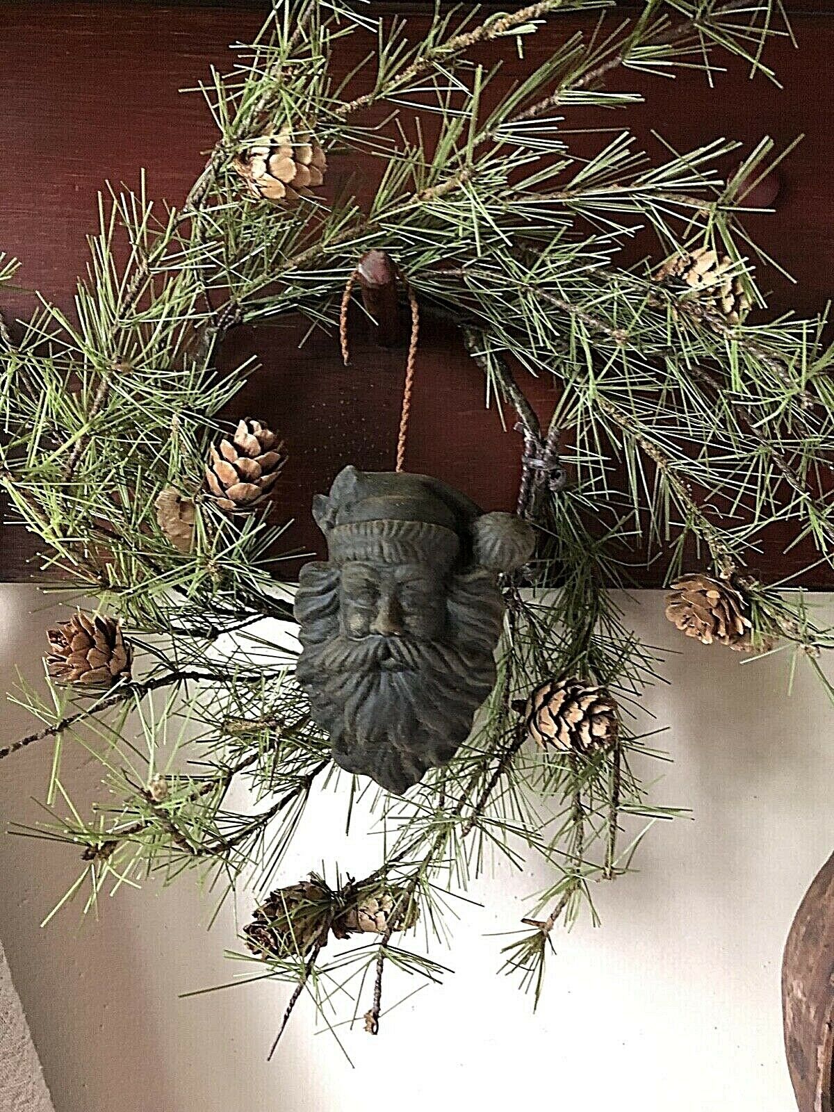 Primitive Country Blackened Beeswax Santa Face Ornament Christmas - The Primitive Pineapple Collection