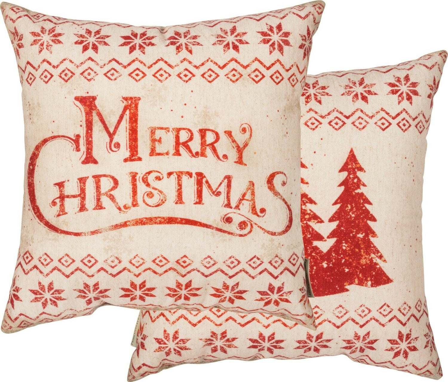 Primitive Christmas Throw Pillow Two Sided &quot; Merry Christmas &quot; - The Primitive Pineapple Collection