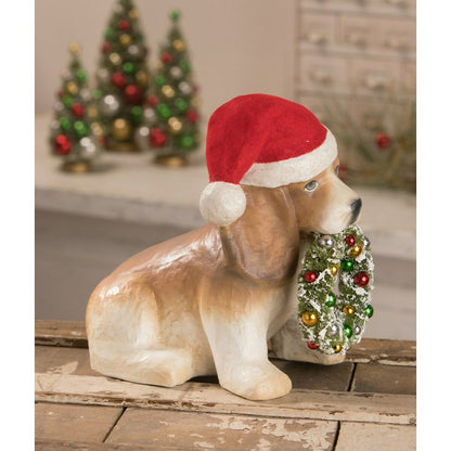 Bethany Lowe christmas puppy with wreath tj0179 - The Primitive Pineapple Collection